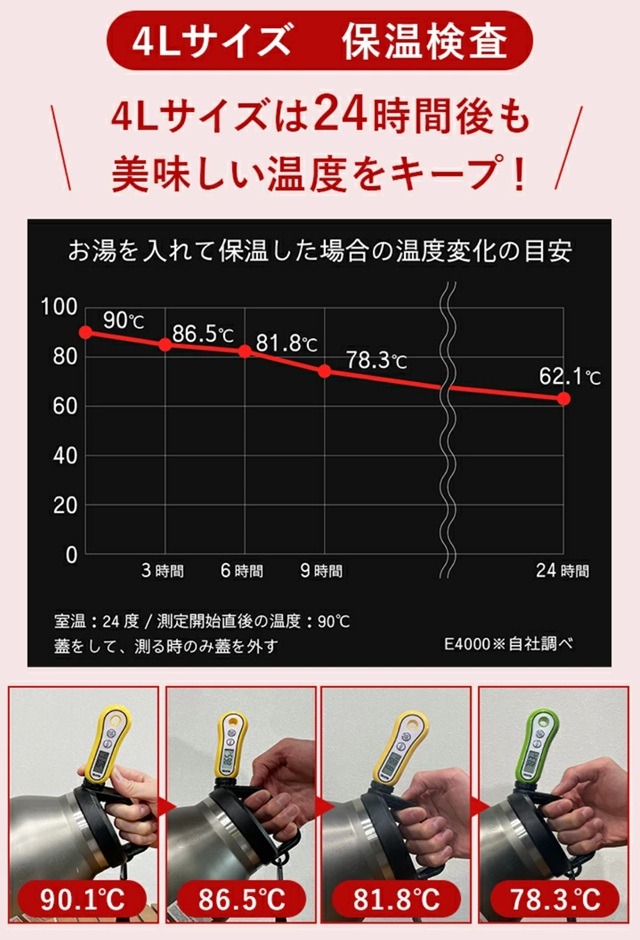 4LタイプE4000の保温検査結果
