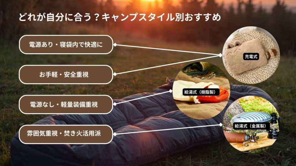 どれが自分に合う?キャンプスタイル別おすすめ
