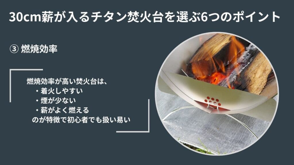 ポイント❸の燃焼効率（空気の流れ・火床の構造）の解説画像