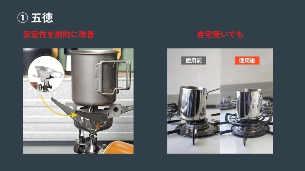 五徳で安定性を劇的に改善